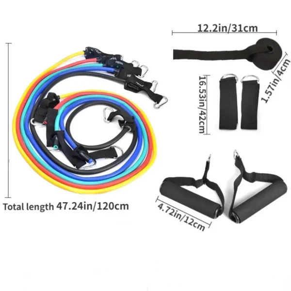 11pcs/Set Pull Rope, Resistance Bands, Portable Fitness Equipment, Ankle Strap, Chest Expander, Elastic Exercise Band - Image 3