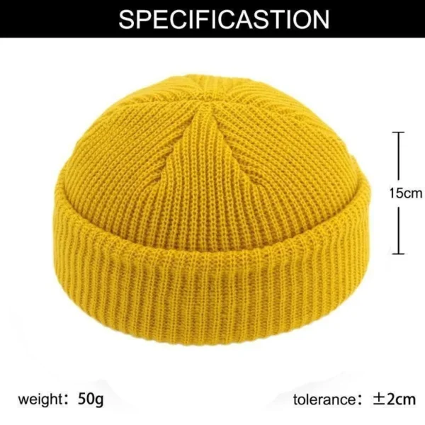 Knitted Beanie Hat Unisex Cap Fashion Hip-hop Cuffed Short Cap Bonnet Warm Ribbed Fisherman Hat - Image 4