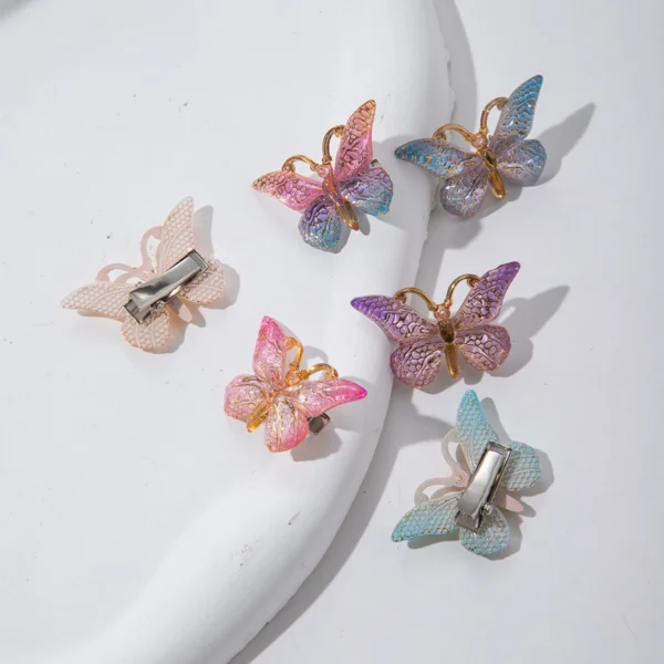 5PCS Sweet Macarons Gradient Color Cute Butterfly Kids Hairpins Children Headwear Princess Barrette Girls Hair Accessories - Image 4