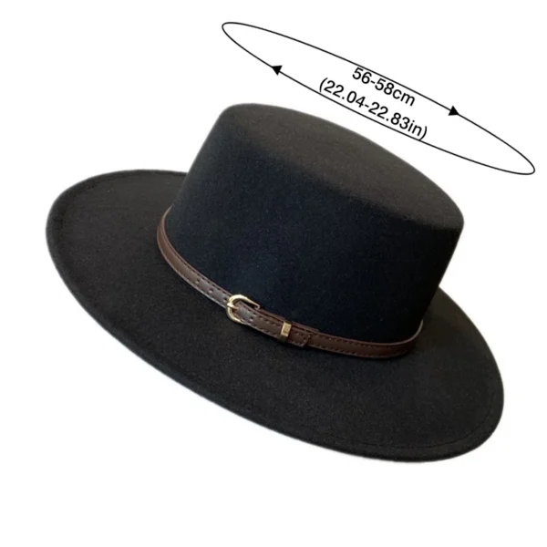 Women Fedora Chic Belt Buckle Decorated Flap Brim Felt Hat Retro British Jazz Casquette Winter Autumn Wool Warm Boater Cap gorra - Image 6