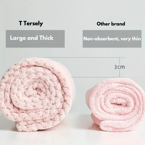 Hair Dry Turban Towel Wraps Solid Color Dry Hair Cap Quick Drying Towel Unisex Soft Bath Head Wraps - Image 3