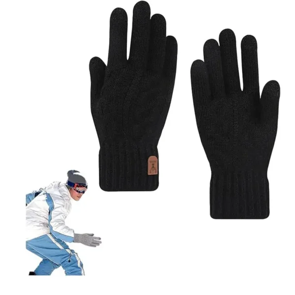 Winter Gloves Warm Knitted Touch Screen Gloves with Elastic Windproof Cuff Winter Outdoor Riding Sport Cold Proof Mittens Gloves