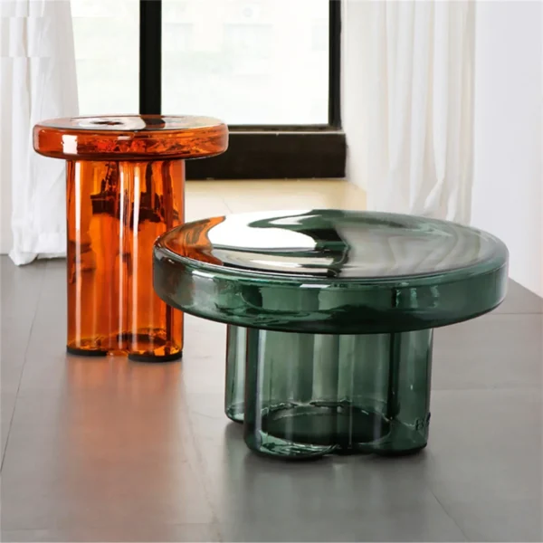 Nordic Light Luxury Glass Coffee Table Creative Petal Shape Living Room Combination Coffee Table Modern Creative Furniture - Image 2