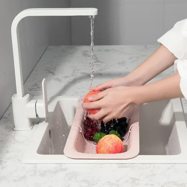 Telescopic Over the Sink Colander Strainer Basket Expandable Kitchen Plastic Drain Basket Wash Fruit Vegetable - Image 3