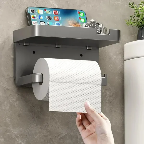 Toilet Paper Holder Plastic Storage Rack Kitchen Towel Placement Of Seasoning Bottles Bathroom Wall Roll Of Paper Phone Storage - Image 2