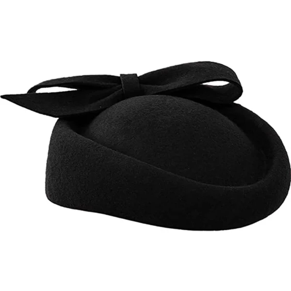 Women Church Fascinators Hats Black Vintage Wool Wedding Pillbox Tea Party Hat Fedora Felt Fedora Red For Ladies Derby Hat - Image 2