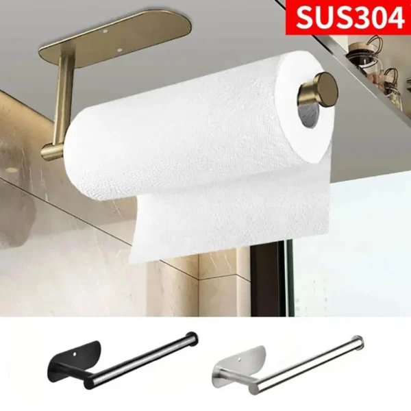 Kitchen Paper Towel Holder Adhesive Tissue Hanger Toilet Roll Paper Dispenser Cabinet Storage Napkin Rack Bathroom Accessories