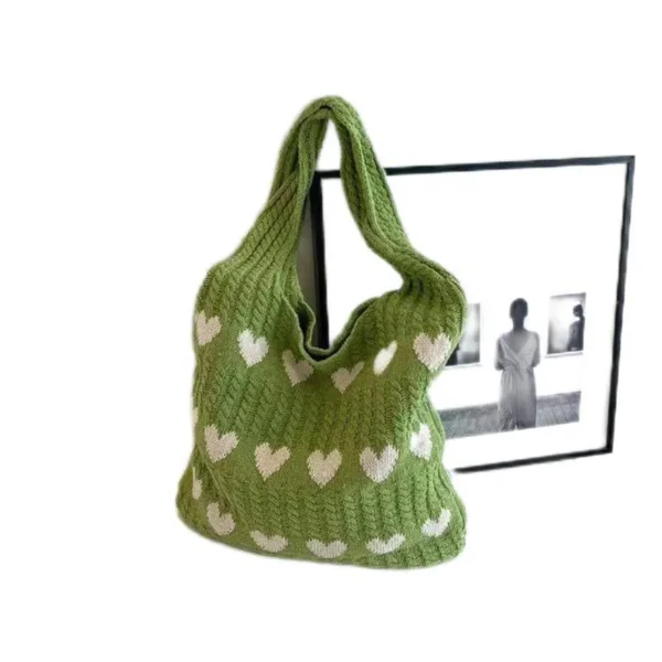 1PC New Knitted Bag Women's Summer Handmade Woolen Knitted Underarm Knitted Bag Love Shoulder Bag - Image 6