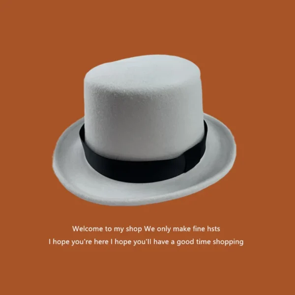 Fedoras Wool Magic high hat British black jazz top hat male court gentleman flat felt hat Webbing sombrero de copa brit??nico - Image 6