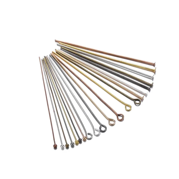 200pcs 16/20/25/30/35/40/45/50mm Flat Head/Ball Head/Eye Head Pins Metal Headpins For DIY Jewelry Findings Making Accessories