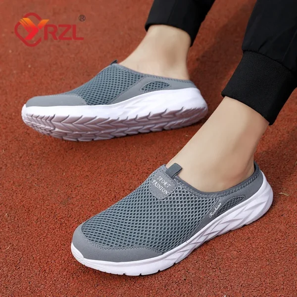 YRZL Casual Shoes Men Summer Half Shoes Slippers Slides Slip on Shoes Men Mesh Breathable Soft Comfortable Slippers for Men - Image 6