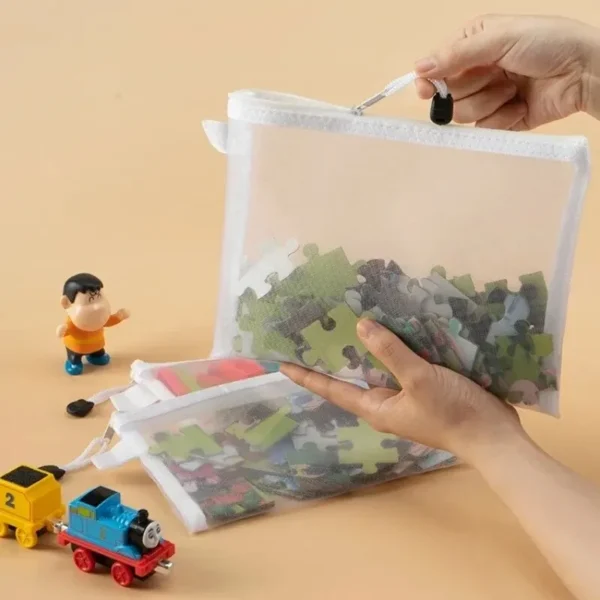 1-3PCS Storage Bag Mesh ZipperToy Building Block Puzzle Sub-package Children Particle Zipper Transparent Finishing Storage