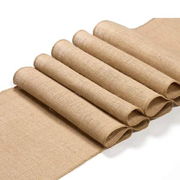 30cm Width Jute Linen Vintage Natural Table Runner Burlap Rustic Fabric Khaki Wedding Party Western  Table Runner Decoration - Image 2