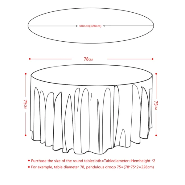 145-335cm Round Satin Tablecloths White Overlay Cover Smooth Fabric for Wedding Event Banquets Hotel Buffet Table Cloth Decor - Image 6