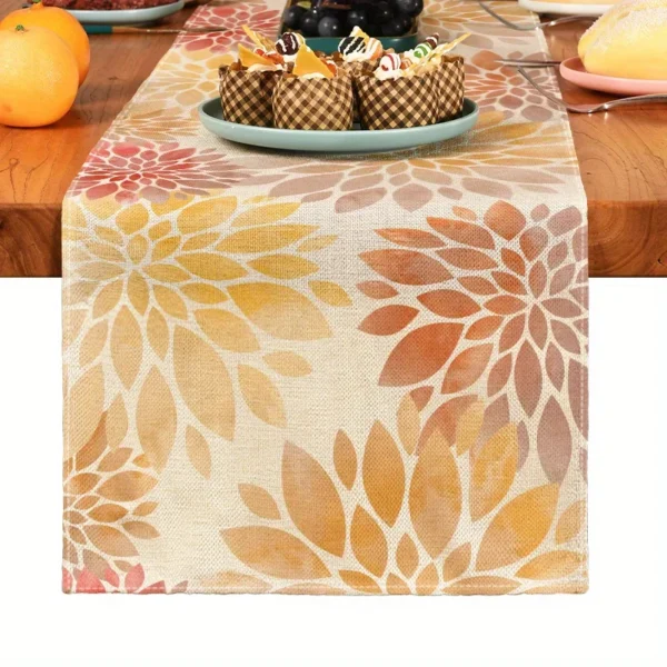 1pc Simple Plant Table Runner, BohemiaKitchen Dining Decoration, Linen Table Runner, Holiday Decorations.Room Decor - Image 3