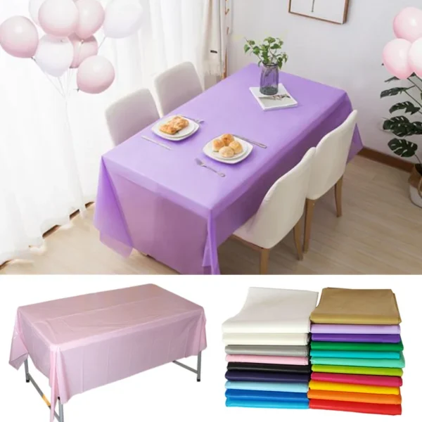 1pc Reusable Tablecloths 137x183cm BPA Free Plastic Dining Table Cover Cloth for Parties Picnic Camping Disposable Tablecloths - Image 3