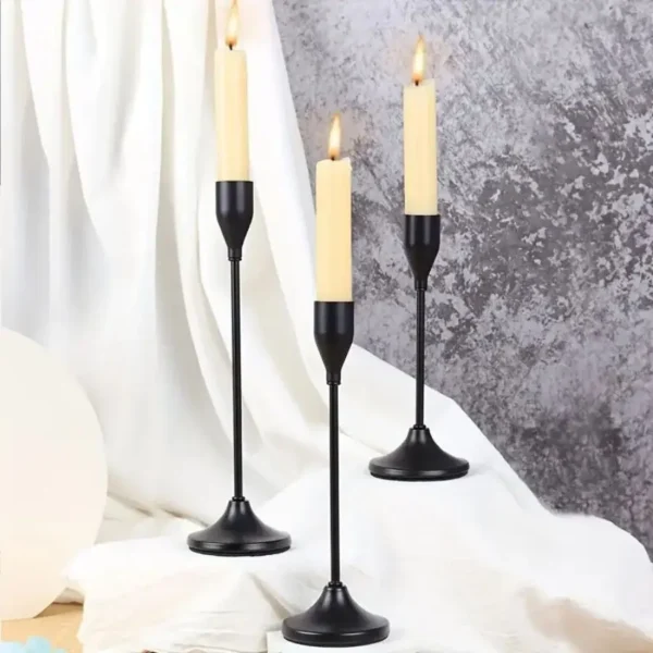 3PC Black Taper Candle Holders - Enrich Your Table with European Style, Perfect for Romantic Dinners, Weddings & Home Decor - Image 5