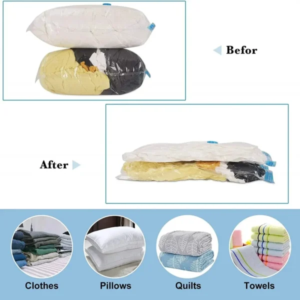 5Pcs Vacuum Storage Bags Vacuum Seal Bag Space Saving Bags for Comforters Clothes Pillow Bedding Blanket Storage - Image 6