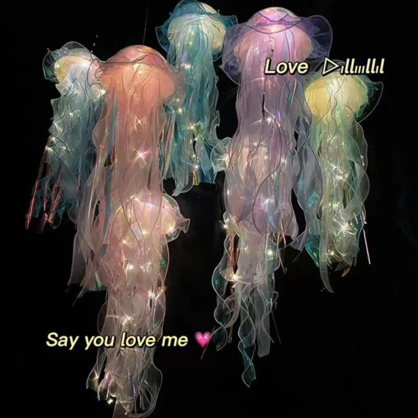 DIY Jellyfish Lantern Under The Sea Colorful Jellyfish Lamp Girl Bedroom Atmosphere Decoration Lamp Mermaid Theme Party Decor - Image 2