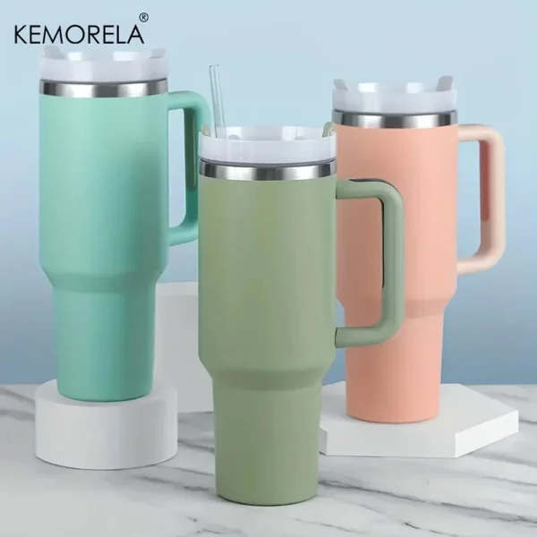 1200ML 304 Stainless Steel Insulated Water Bottle Thermal Coffee Car Cup Cold Hot Mugs Vacuum Flask With Handle Straw For Sport - Image 3