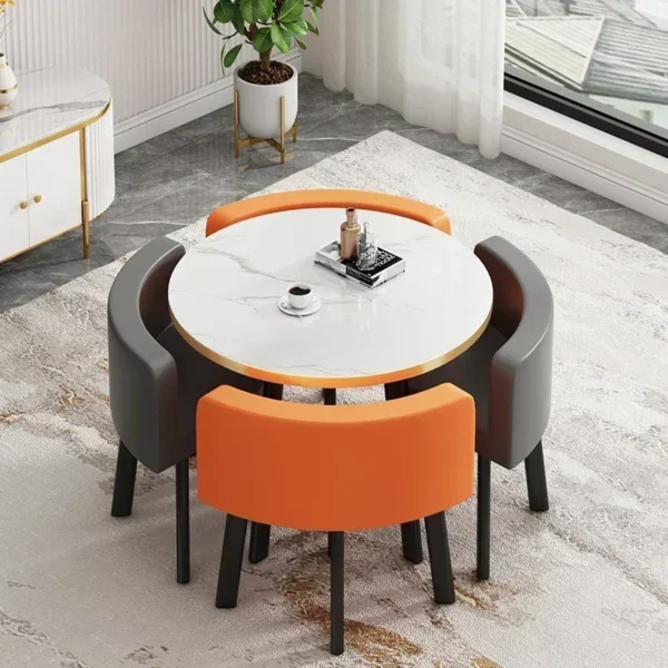 Light Luxury Leisure Negotiation Table and Chair Combination Reception Round Table Resting Area One Table and Four Chairs Set - Image 2