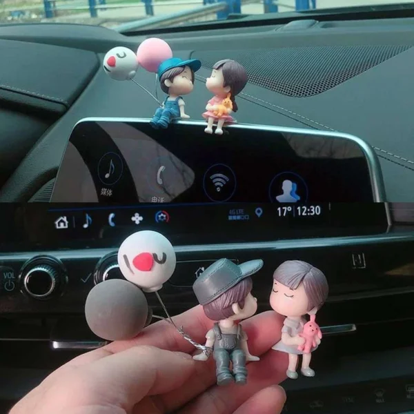 Car Decoration Cute Cartoon Couples Action Figure Figurines Balloon Ornament Auto Interior Dashboard for Girls Gifts Accessories - Image 5