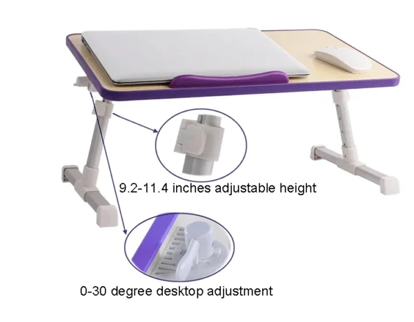 Handcrafted Lap Table with Cooling Fan, Adjustable Wood Folding Laptop Study Table for Bed and Sofa - Image 2