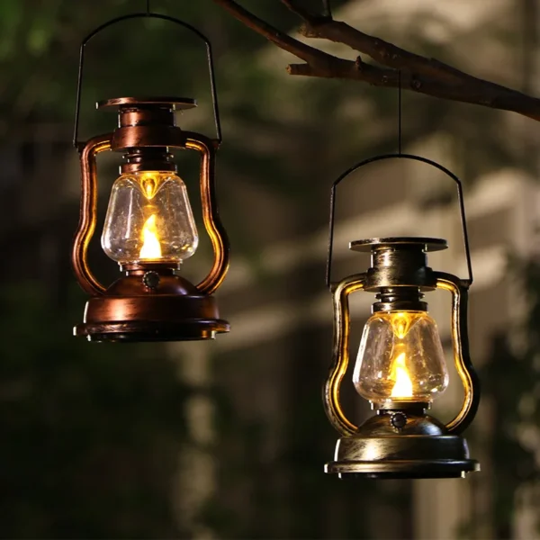 Kerosene Lamp Solar Power LED Light Retro Portable Candle Tip Light Flickering Light Effect Flameless Hang Lantern Garden Decor - Image 6