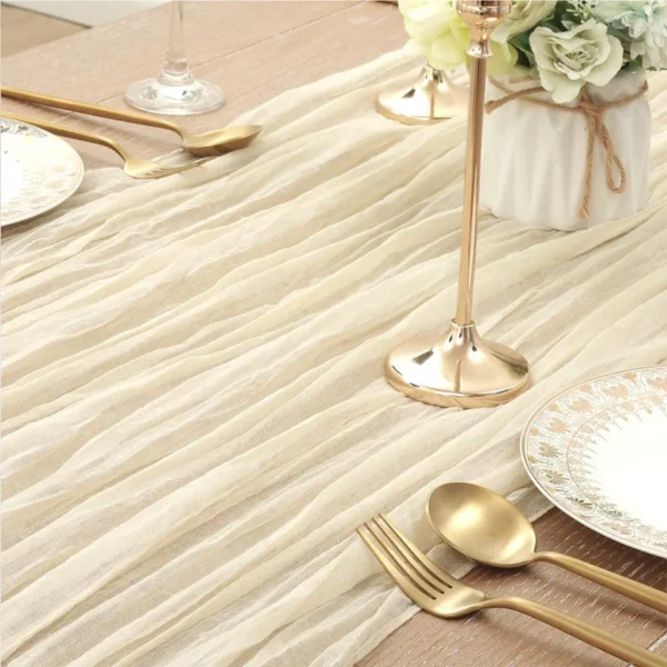 90x300 cm knit cloth table runner Wedding birthday party banquet decoration gauze fabric voile table cloth Twist table cover - Image 2