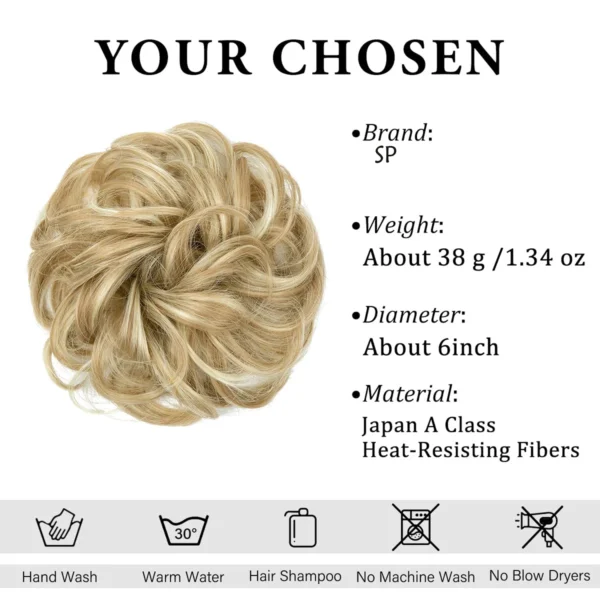 6 Inch Synthetic Hair Bun Extensions Messy Curly Elastic Hair Scrunchies Hairpieces Chignon Donut Updo Hair Pieces for Women - Image 2