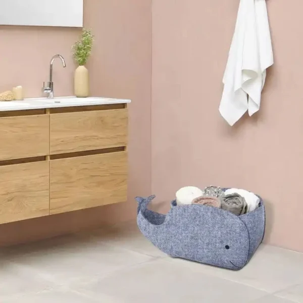 Felt Storage Basket Foldable Cartoon Whale Fabric Storage Basket Clothes Storage Box Snacks Toys Storage Basket Household Goods - Image 5