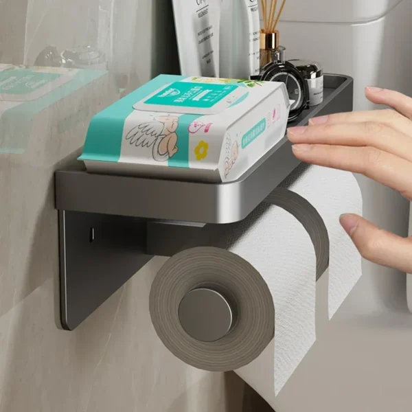 Aluminum Alloy Toilet Paper Holder WC roll Paper Holder perfume Shelf for Bathroom storage Accessories - Image 3