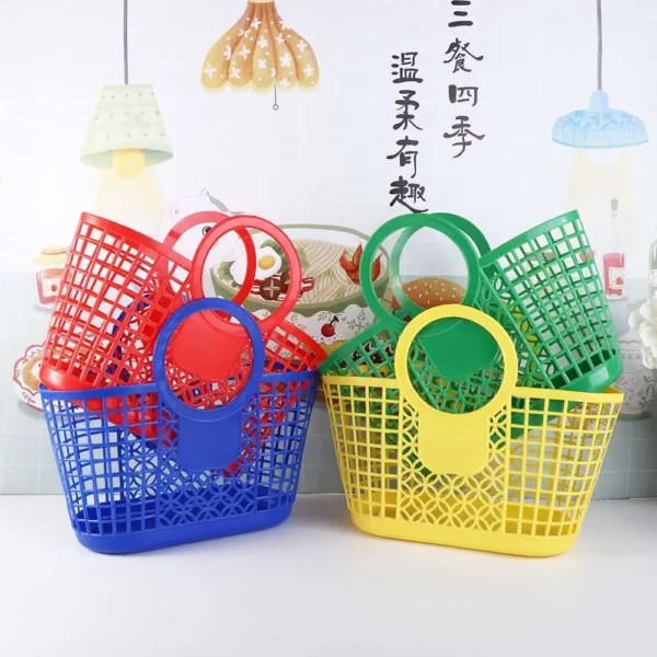 Portable Plastic Practical Hand-Held Hollow Basket Kitchen Bathroom Accessories Toy Organizer Storage Basket - Image 2