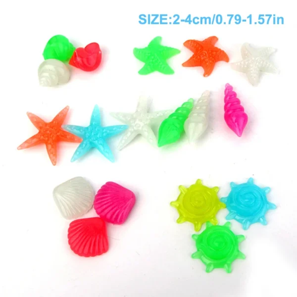 10Pcs Luminous Glowing Stones Starfish Conch Shell Shaped For Fish Tank Table Walkways Garden Aquarium Decorative Pool Landscape - Image 6