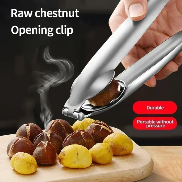 2in1 Chestnut Machine Kitchen Accessori Stainless Steel Chestnut Cracker Opener Sheath Cutter Metal Nuts Clip Walnut Pliers Tool - Image 4