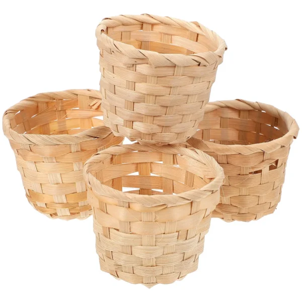 Basket Baskets Mini Woven Storage Wicker Flower Crafts Tiny Rattan Easter Picnic Miniature Holder Decor Gift Artificial Pot Desk - Image 2