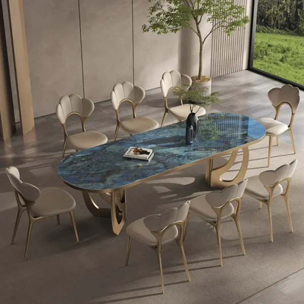 luxury Kitcjen Dining Table Set 6 People Desk legs metal Marble Dining Table Coffee Multifunctional mesa comedor home furniture - Image 3