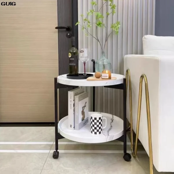 GUIG Movable Small End Table Trolley Living Room Sofa Side Few Mini Small Table Shelving Wheel Nordic Wind Dining Car Hot New - Image 2