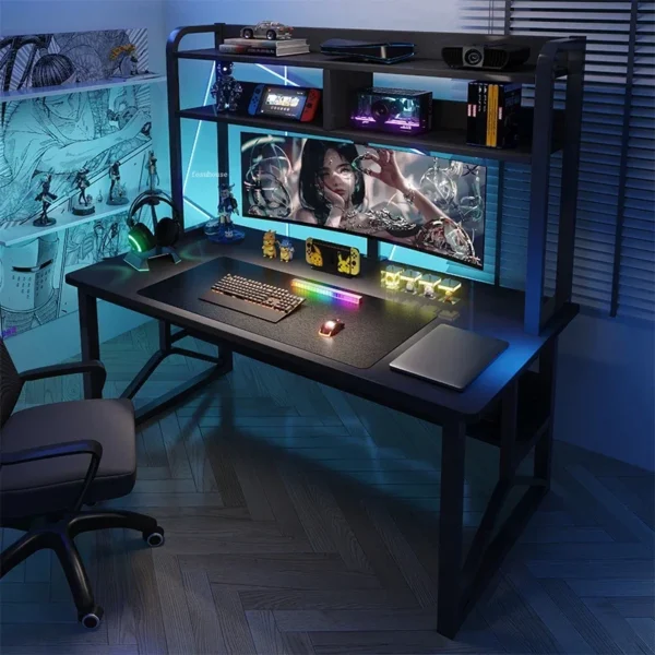 Modern Desktop Gaming Table European Wooden Computer Desks Home Office Furniture Student Writing Desk Integrated Desk Bookshelf