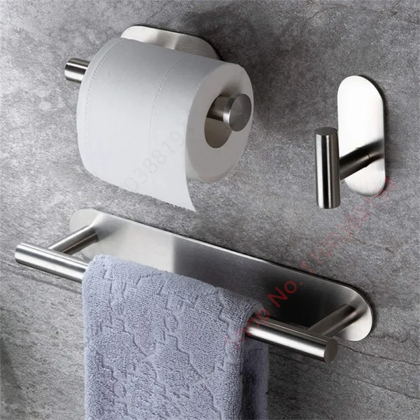 Adhesive Toilet Paper Holder Wall Mount For Bathroom Kitchen Silver Gold Black Towel Storage Stand Stainless Steel Tissue Rack