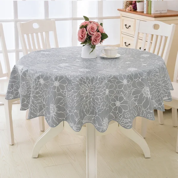 PVC Waterproof Table Cloth Round Tablecloth Nappe Table Cover Party Wedding Table Cloth for Home Kitchen Tablecloth Mantel - Image 3