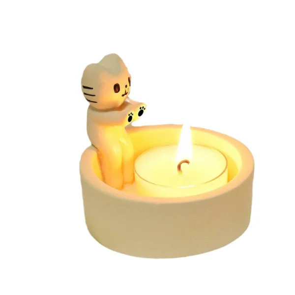 Cute Cat Candlestick Decoration Desktop Warm Resin Crafts Living Room Bedroom Decoration Light Luxury Style Cartoon - Image 5