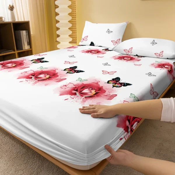 1 Piece of Butterfly Beauty Patterned Matte Bedsheet, Bedroom Printed Bedspread, Bedding (Excluding Pillowcases) - Image 2