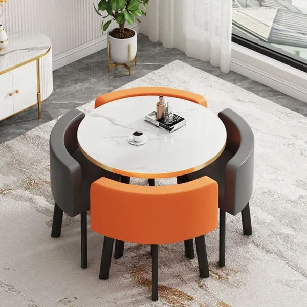 Round Table Resting Area One Table and Four Chairs Set Light Luxury Leisure Negotiation Table and Chair Combination Reception - Image 2