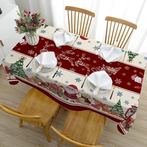 Christmas Theme Tablecloth Oil-proof Waterproof Tablecloth Home Party Tablecloth Rectangular Dining Table Decoration Table Cover