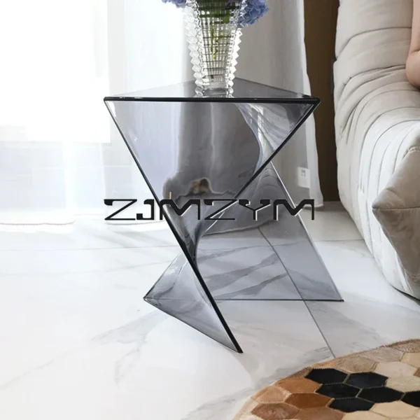 Acrylic Sofa Side Table Living Room Transparent Geometric Coffee Table Minimalist Bedside Table Corner Table Furniture - Image 4