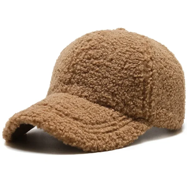 Big Head Solid Artificial Lamb Wool Baseball Cap Women Men Autumn Winter Hats Keep Warm Cap Plush Baseball Caps Outdoor  Dad Hat - Image 4