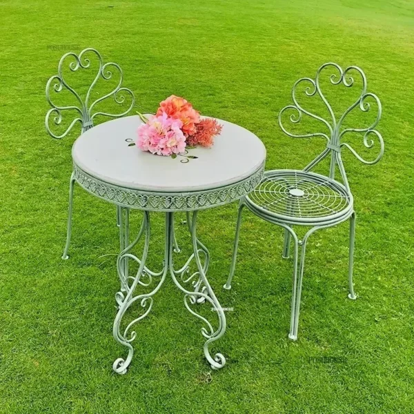 Retro Iron Outdoor Garden Furniture Sets Balcony Outdoor Furniture Sets Retro Restaurant Hotel Leisure Table Chairs Set - Image 5