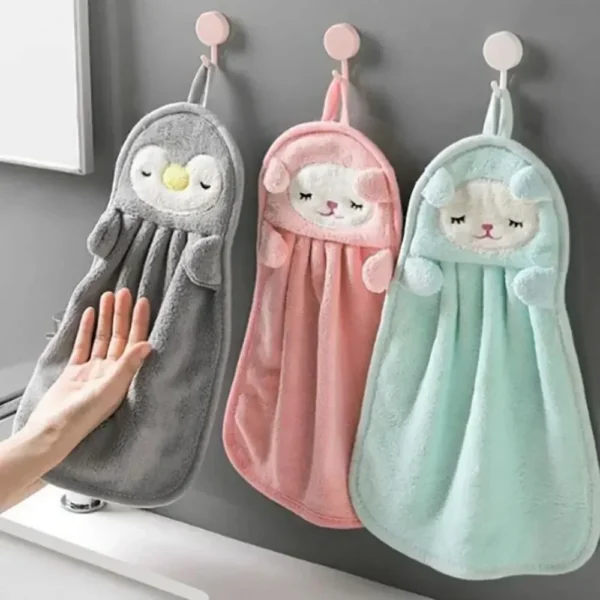 Cute Animal Kids Toddler Hand Towels for Home Bathroom Kitchen with Hanging Loop