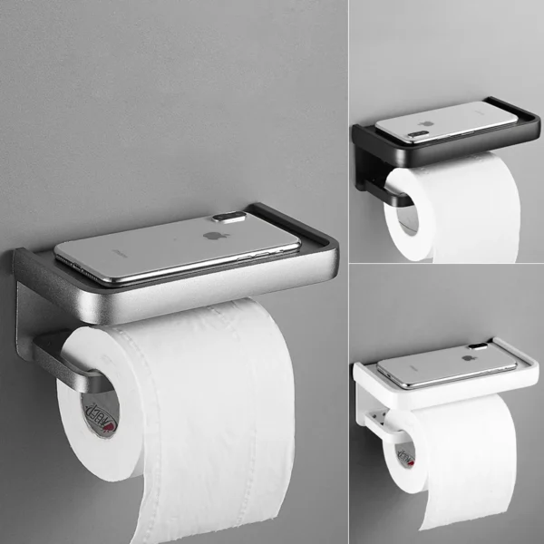 ELLEN Black Toilet Paper Holder Multifunction Bathroom Storage Shelf Roll Paper Holder EL609 - Image 3